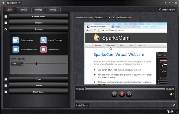 stream desktop as webcam video